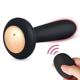 Bullet type vibrator sex toys for men and women; heated remote control anal plug vibrator (Color: black)